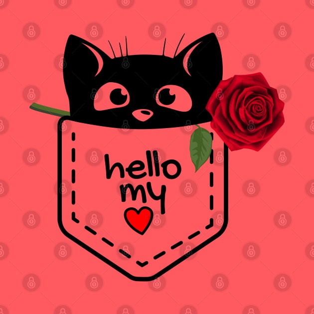 Sweet cute kitten in the pocket saying HELLO my Love / perfect gift for ALL by Yurko_shop