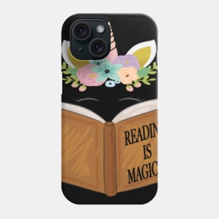 Reading is magical Cute Unicorn Face Book Lovers Phone Case