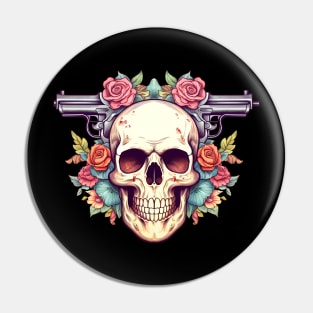 skull with guns Pin