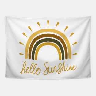 Hello Sunshine Earth Tones Rainbow Pattern Hand Drawing Tapestry