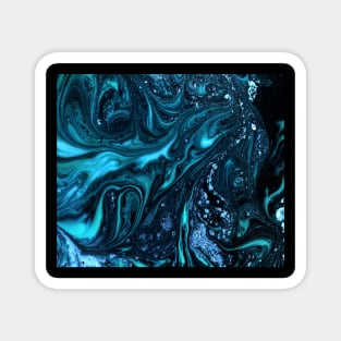 Teal and Powder Blue Abstract Art Magnet