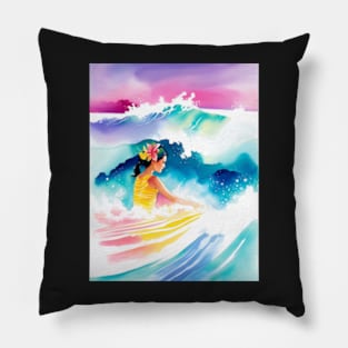 Girl in the Ocean Pillow