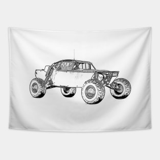 Rally Buggy Dune Wireframe Tapestry