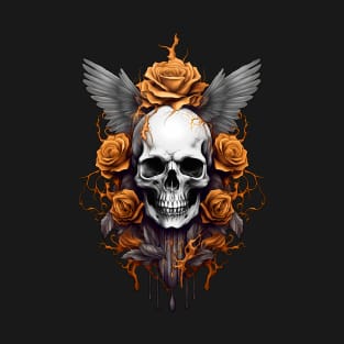 Skull and gold roses T-Shirt