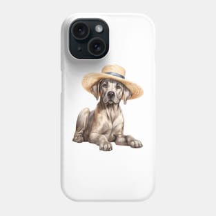 Watercolor Great Dane Dog in Straw Hat Phone Case