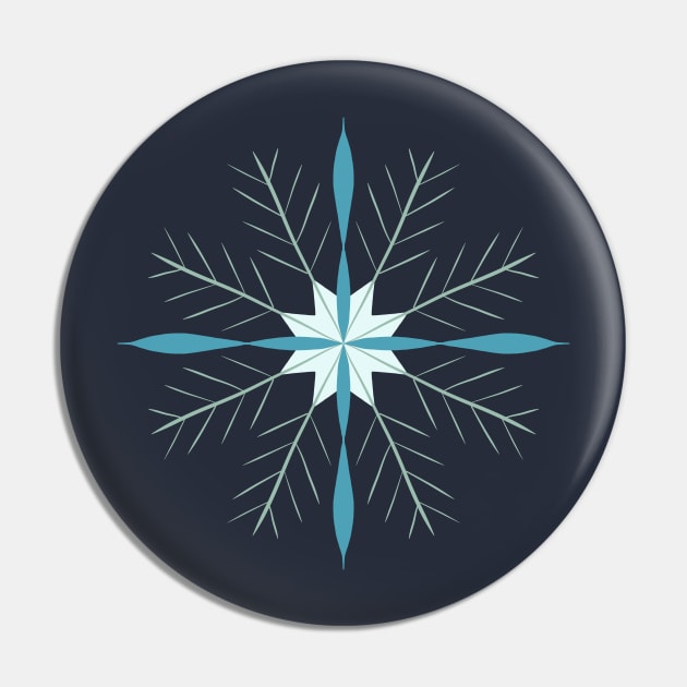 Minimalist blue snowflake Pin by MartaAileen
