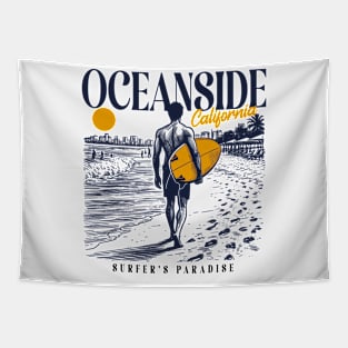 Vintage Surfing Oceanside, California // Retro Surfer Sketch // Surfer's Paradise Tapestry