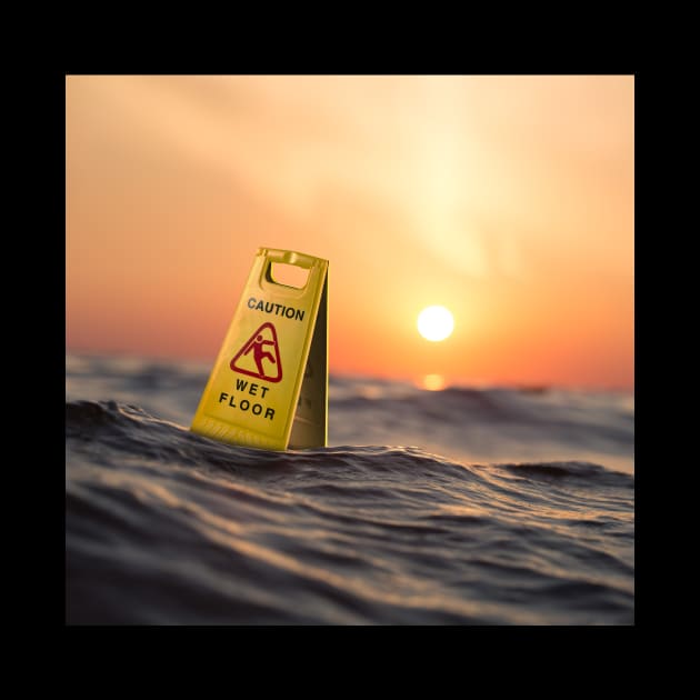 Caution wet floor sign, ocean/sea by Bomdesignz