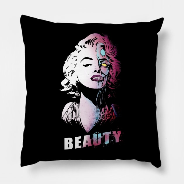 Marilyn Monroe Zombie Pillow by blackdrawsstuff