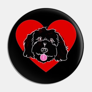 Cute Black Poodle In Red Heart Pin