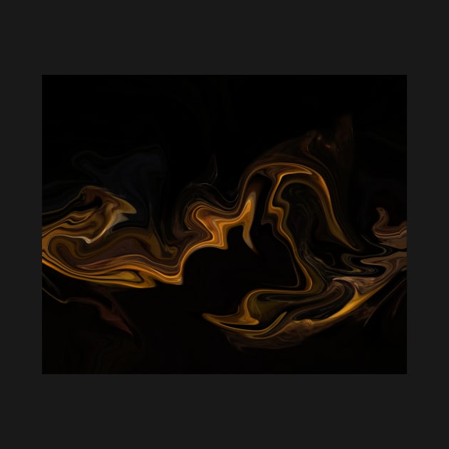 Subtle Gold  - Digital Liquid Paint Swirls by GenAumonier