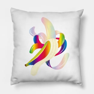 peppy peeled banana in rainbow colors Pillow