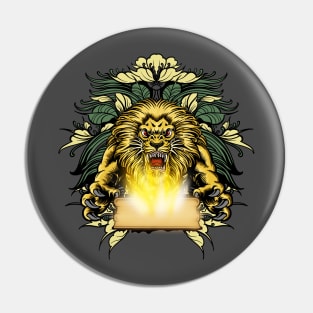 Awesome angry lion with a book Pin