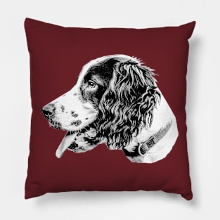 Black and white spaniel Pillow