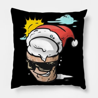 Soft Ice Cream With Santas Hat Sunglasses Christmas In July Pillow