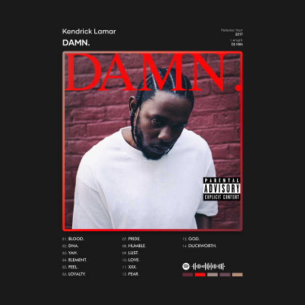Kendrick Lamar DAMN. Tracklist Album Kendrick Lamar TShirt