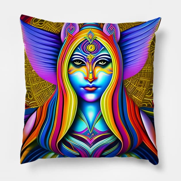 Catgirl DMTfied (25) - Trippy Psychedelic Art Pillow by TheThirdEye