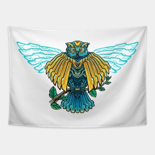Owl Watcher Fantasy Artsy Style Tapestry