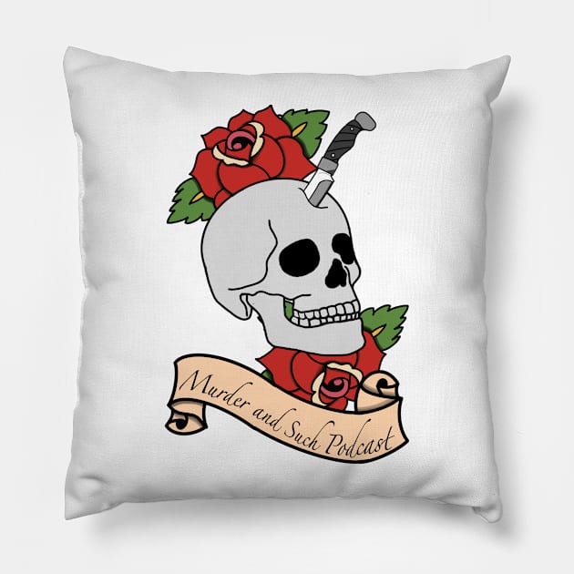 Memento Mori (LIGHT SHIRT - FRONT ONLY) Pillow by Murder and Such Podcast