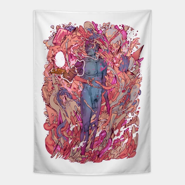 Living Matter red Tapestry by ImmortalPink