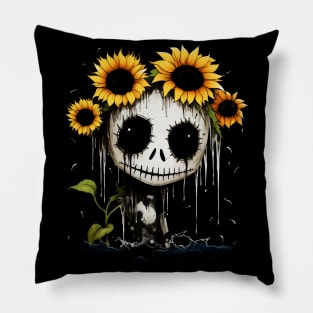 Goth Halloween Sunflower Queen Pillow