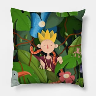 Jungle Boy With Animals Pillow