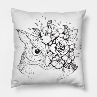 Owl with floral design Pillow