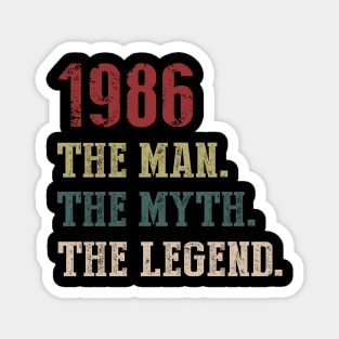 Vintage 1986 The Man The Myth The Legend Gift 34th Birthday Magnet