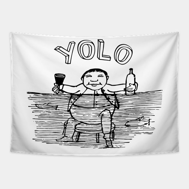 Funny YOLO. You only live once. Tapestry by Gold Wings Tees