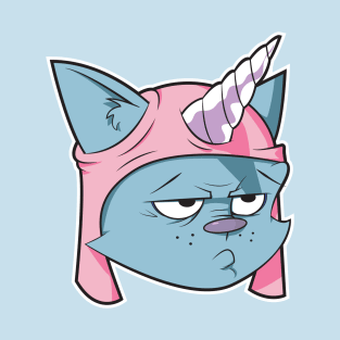 blue cat with a pink Unicorn hat T-Shirt