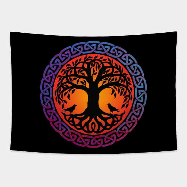 Yggdrasil World Tree with Huginn and Muninn AM Tapestry by LittleBean