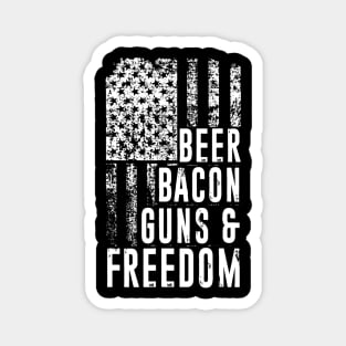 Patriotic USA Flag Design  Beer Bacon Guns And Freedom Magnet