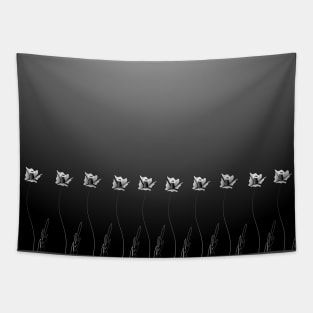 Flowers Pattern black white Tapestry