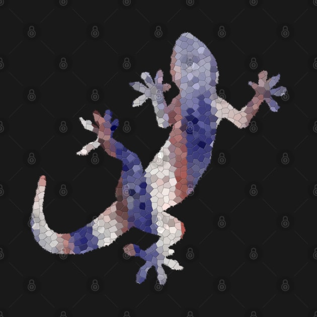 Red White Blue Mosaic Lizard by soitwouldseem
