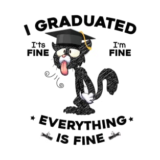 I Graduated Graduate Class 2023 Funny Black Cat Graduation T-Shirt