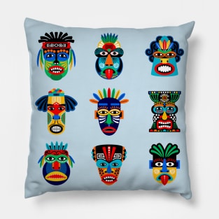 Zulu Aztec Warrior masks Pillow