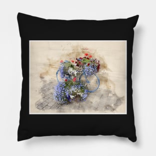 Exeter bicycle flowers Pillow