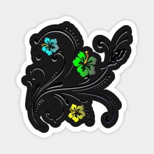 Flowers and Butterfly Blue Magnet