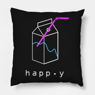 Happy - Aesthetic Vaporwave Pillow