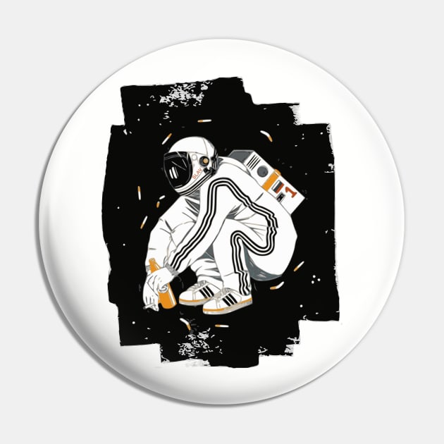 Squatting Gopnik Slav with tracksuit in space T-shirt Pin by K3rst