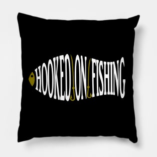 Hooked On Fishing Word Art Pillow