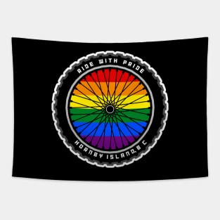 Hornby Island - Ride With Pride - Gay Cyclist - Bicycle - Hornby Island Tapestry