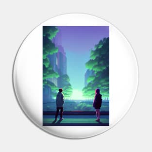 A Couple in Bridge Lofi Scenario Anime Landscape Pin