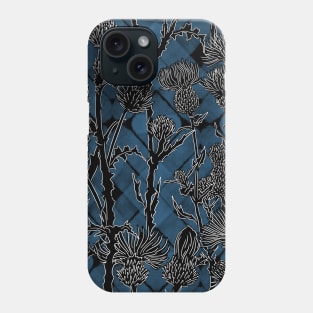 Black and Blue Thistle Flowers Phone Case