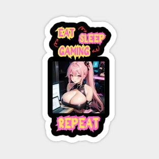 Eat Sleep Gaming Repeat Anime Girl Magnet