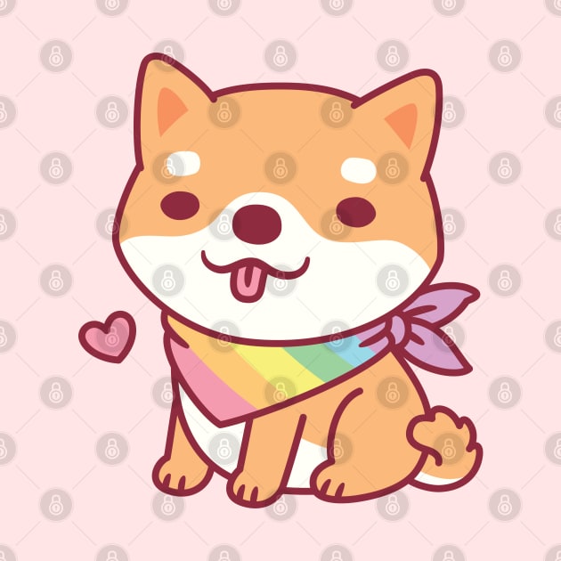 Cute Shiba Inu With Rainbow Pet Bandana by rustydoodle