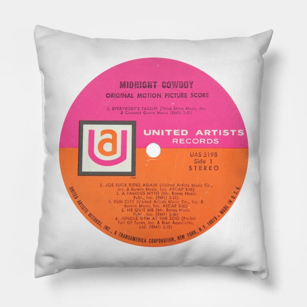 Midnight Cowboy Soundtrack LP Label Pillow by MovieFunTime