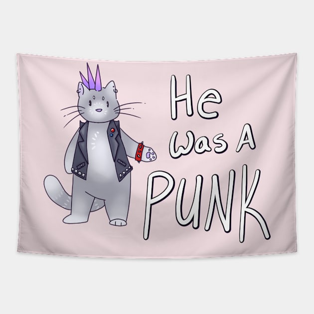 He Was A Punk Cat Tapestry by Sketchyleigh