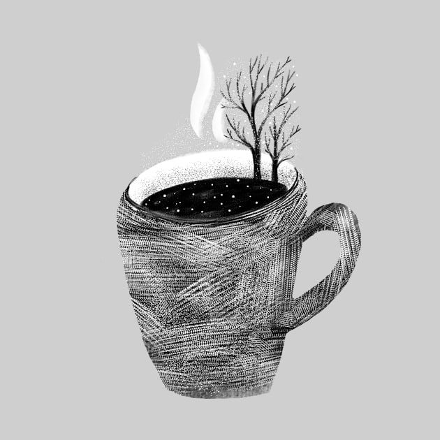 A cup of tea and trees. Winter landscape by Lena Sfinks