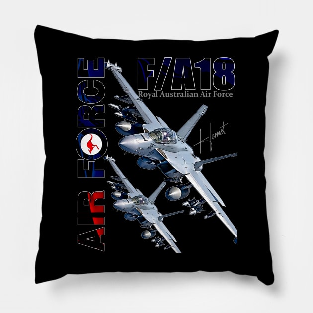 RAAF Australian Air Force FA18 Hornet Fighterjet Pillow by aeroloversclothing